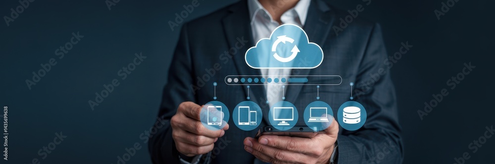 Poster cloud computing technology and interconnected devices.