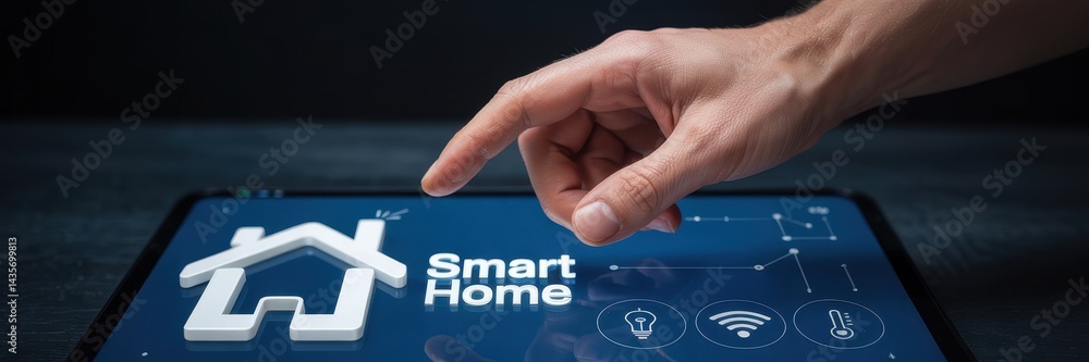 Poster interactive digital interface for a smart home system.