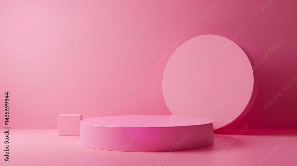 Poster ping background product display with spiral shape and bubble decoration.