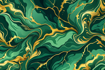 Abstract green golden marble premium texture. Modern vector background