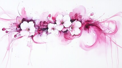 Fototapeta premium Abstract floral arrangement, featuring cherry blossoms in soft pink and white.