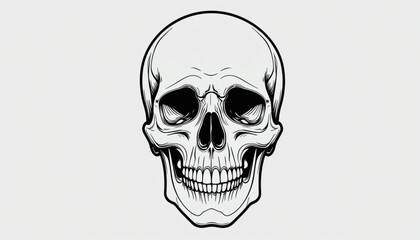  vector of a detailed human skull, front view, only black lines, EPS format