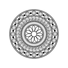 Intricate Mandala Design Geometric Floral Motif Black and White Circular Pattern Ornate Symmetrical Artwork Detailed Line Drawing