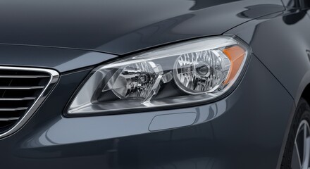 Close view of a modern sedan headlight showcasing design and details