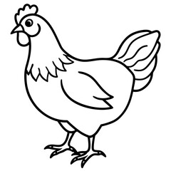 Smooth Line Art Chicken Graphic