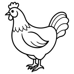 Smooth Line Art Chicken Graphic