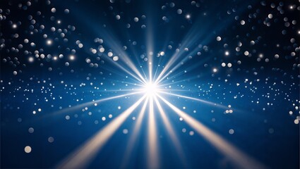 Naklejka premium Radiant light burst against blue background sparkling stars bokeh effect festive celebration atmosphere