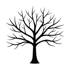 Obraz premium Winter Bare Trees Vector Icon Thin Branches And Clean Design