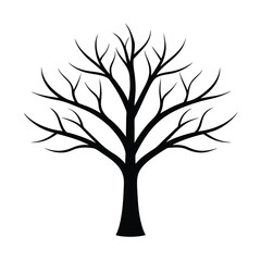 Obraz premium Winter Bare Trees Vector Icon Thin Branches And Clean Design