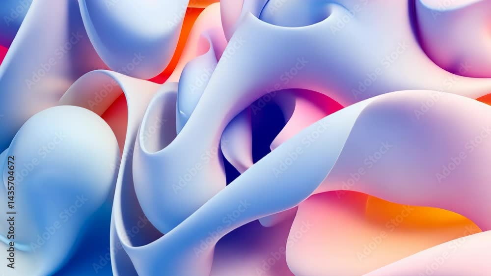 Poster discovering vibrant waves of color and shape in an abstract journey of fluid forms and playful hues 