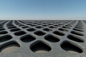 Gray perforated metal surface