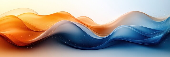 Dynamic abstract waves in orange and blue colors.