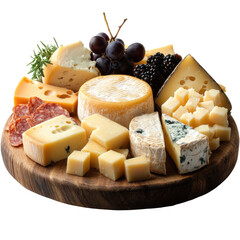 Cheese Platter isolated on transparent background.
