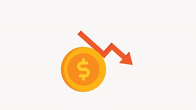 Red arrow pointing to gold coin with dollar sign. Illustrating financial investment, budgeting, savings, or finance concepts in design projects.
