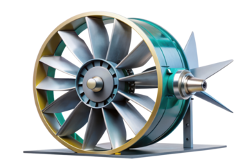 High-performance turbine model showcasing engineering design on a transparent background