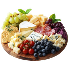 Cheese Platter isolated on transparent background.