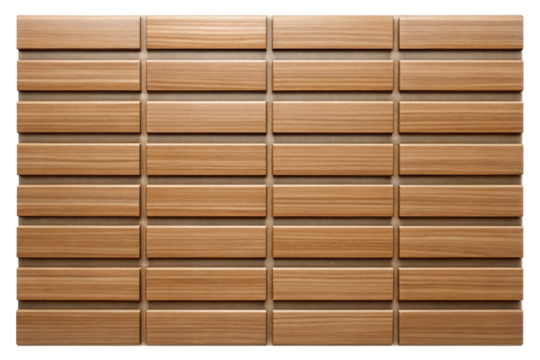 Natural wooden wall panels for modern interior decor on a transparent background