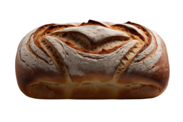 Artisan bread loaf with a crusty exterior and soft interior on a transparent background