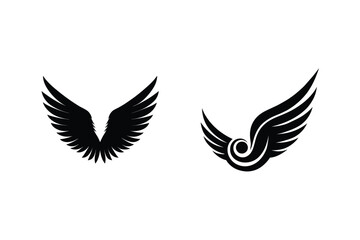 Vector Illustration Of Two Black Wing Designs Isolated On White Background