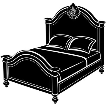 recommend clip art: Interior Bed Silhouette Furniture vector black color silhouette