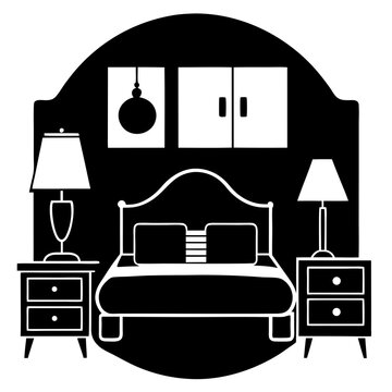 recommend clip art: Interior Bed Silhouette Furniture vector black color silhouette