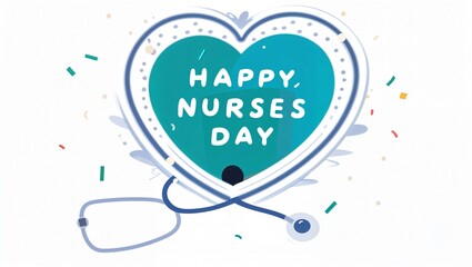A vibrant and colorful illustration commemorating World Nurse Day, featuring a dedicated and compassionate nurse in the center, surrounded by medical symbols and elements, such as a stethoscope, red c