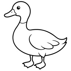 Stylish Duck Vector Line Art
