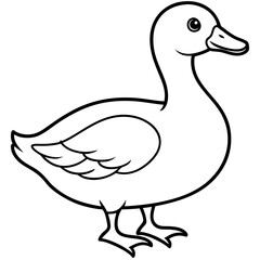 Stylish Duck Vector Line Art