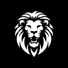 Lion head logo vector design.black and white