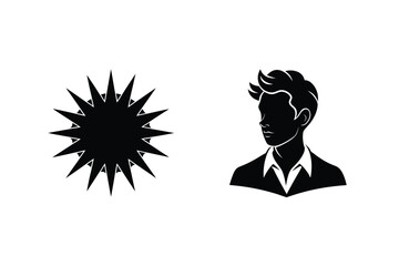 Modern Business Man Silhouette Vector Design With Starburst Graphic Element