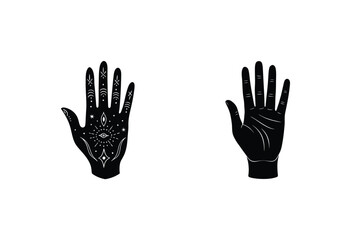 Palmistry Hand Vector Illustration Esoteric Occult Design For Spiritual Guidance And Divination