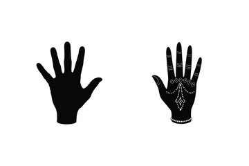 Two Hands Vector Illustration Black And White Silhouette With Jewelry Decorative Elements