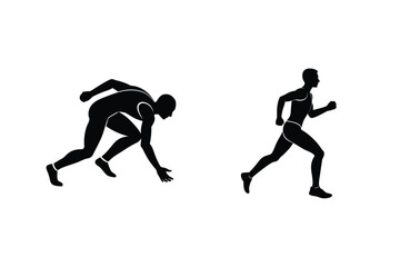 Runner Silhouette Start And Finish Position For Sport And Fitness Illustration Design
