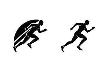Running Man Silhouette Sport Fitness Athlete Vector Illustration Design Elements Graphics