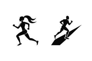 Obraz premium Running Athletes Silhouette Vector Illustration For Fitness Motivation