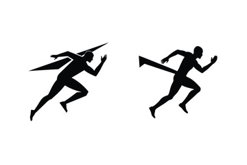 Black Silhouette Of A Runner Passing Through The Finish Line Achievement Concept