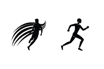 Running Man Silhouettes Sport And Fitness Concept Athletic Design Elements Isolated