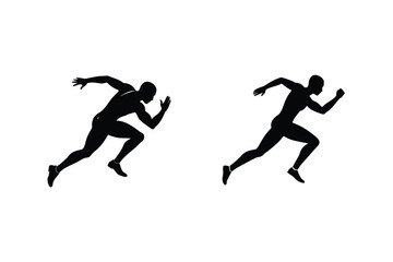 Runner Silhouette In Motion Sport Vector Illustration Design Template On White Background