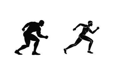 Silhouetted Athletes Sprinting Training And Fitness Illustration On White Background