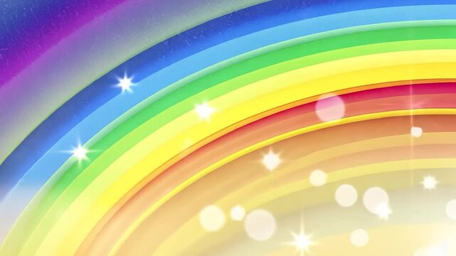 Colorful rainbow arch with stars and bokeh