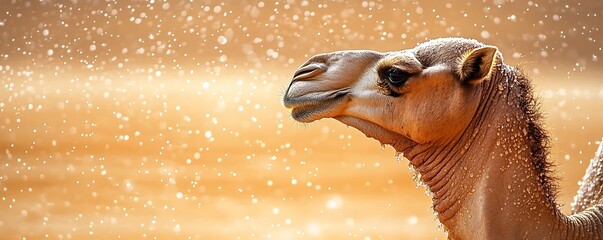 Obraz premium Camel in the Desert Rain