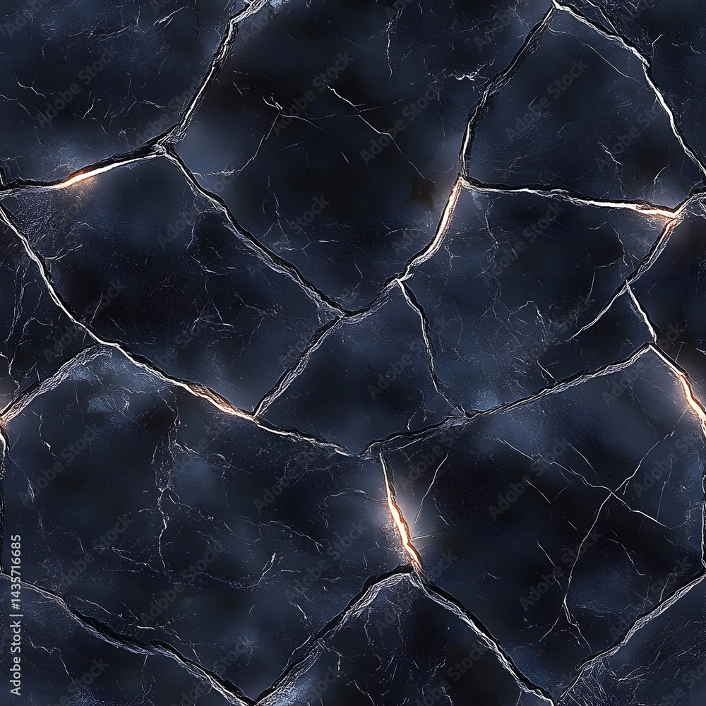 Poster seamless black marble texture tile top view white marbling pattern natural stone ground for surface 
