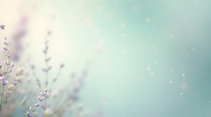 Blooming Lavender Flowers Against Soft Pastel Background