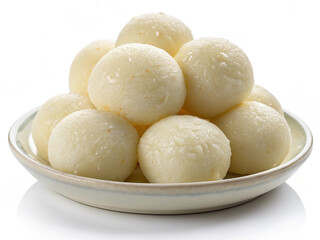 Rasgulla in plate isolated on transparent background