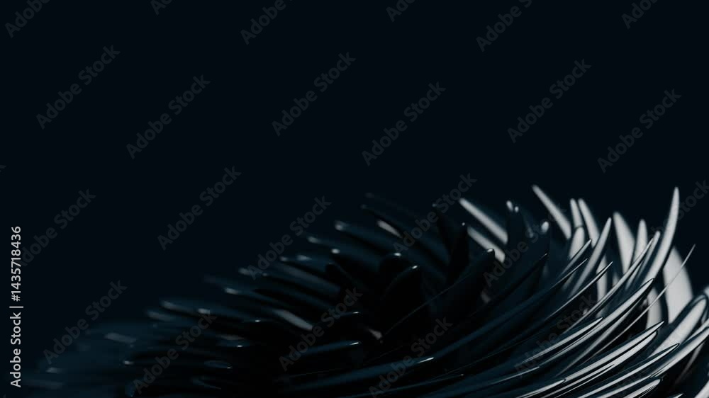 Poster 3d render slow motion abstract animation background in dark blue color