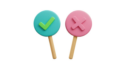 Isolated Checkmark and Cross Paddles