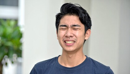 日本人,男性,20代,うれし泣き,シンプルな白い背景,Simple white background,Japanese,Male,Twenties,Crying from joy