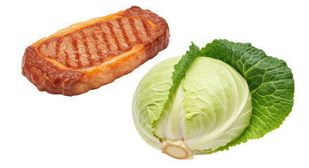 Isolated Meat and Cabbage