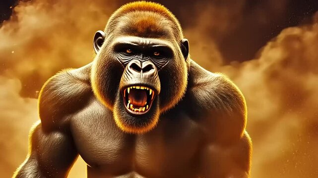 3 d rendered illustration of gorilla with strong and angry face