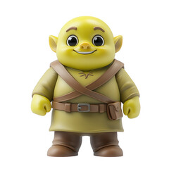 Adorable Yellow Goblin Character Isolated on transparent background in 3D Style
